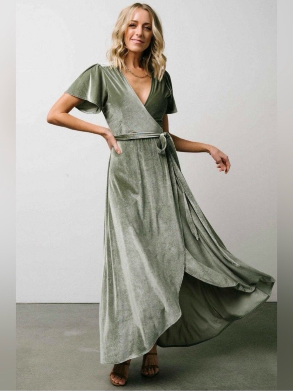 Baltic Born Green Katelyn Velvet Wrap Maxi Dress/Sz XL